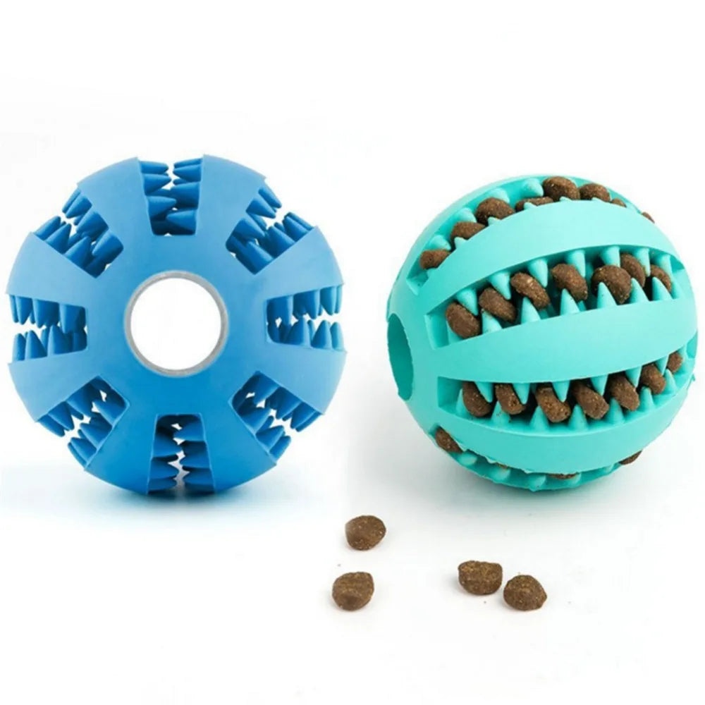 Dog Food Treat Feeder Funny Pet Interactive Rubber Ball Chew Toy For Tooth Cleaning