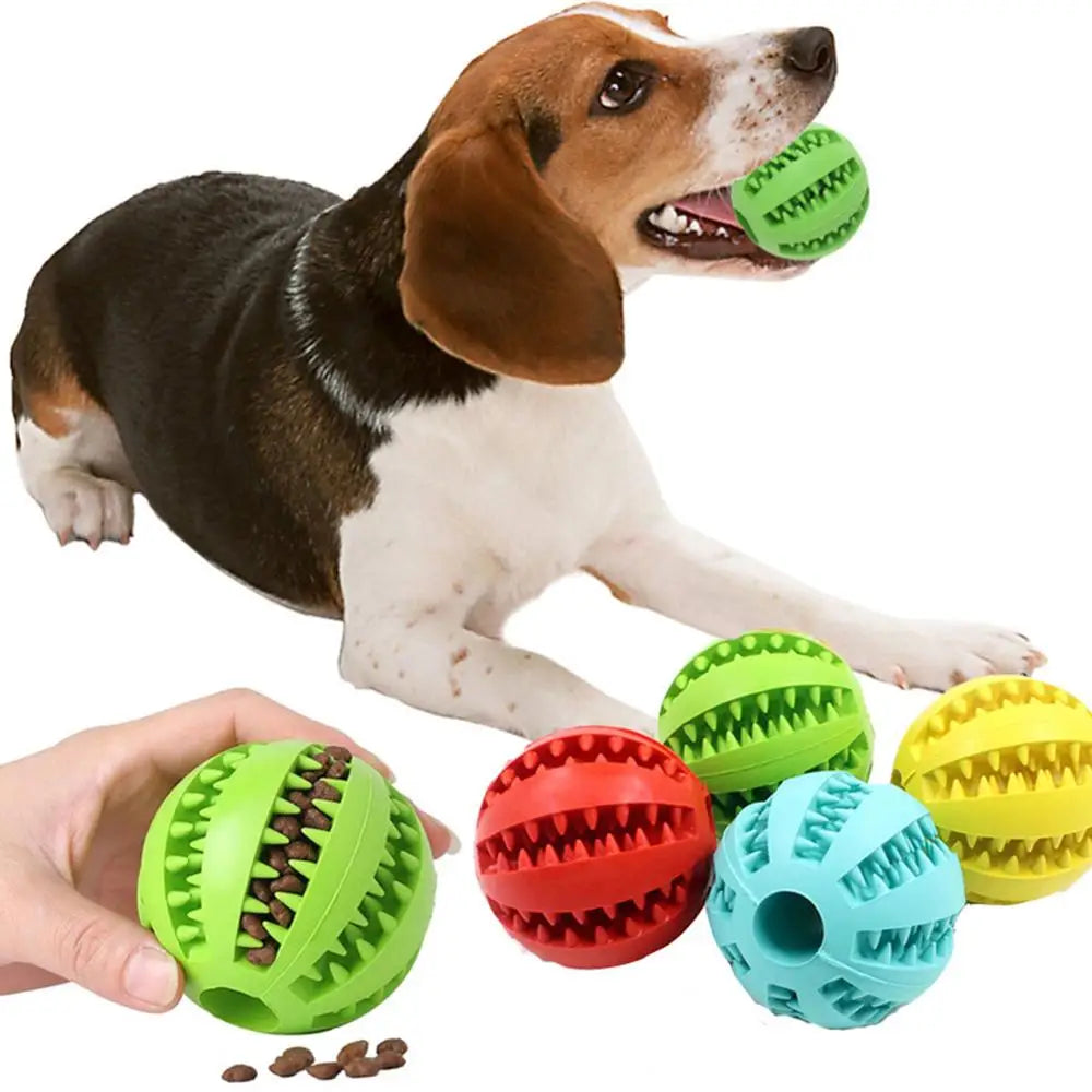 Dog Food Treat Feeder Funny Pet Interactive Rubber Ball Chew Toy For Tooth Cleaning