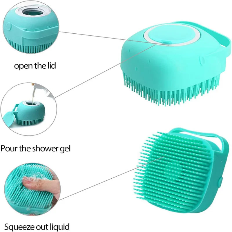 Pet Bathing Brush Soft Silicone Massager Shower Gel Bathing Brush Clean Tool