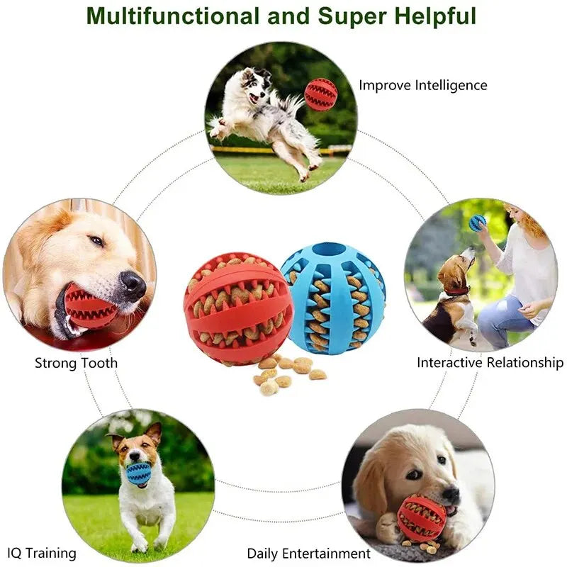 Dog Toy Ball Food Feeder Non-toxic Bite Resistant Toy Ball for Dogs Puppy Treat Chew Tooth Cleaning Ball