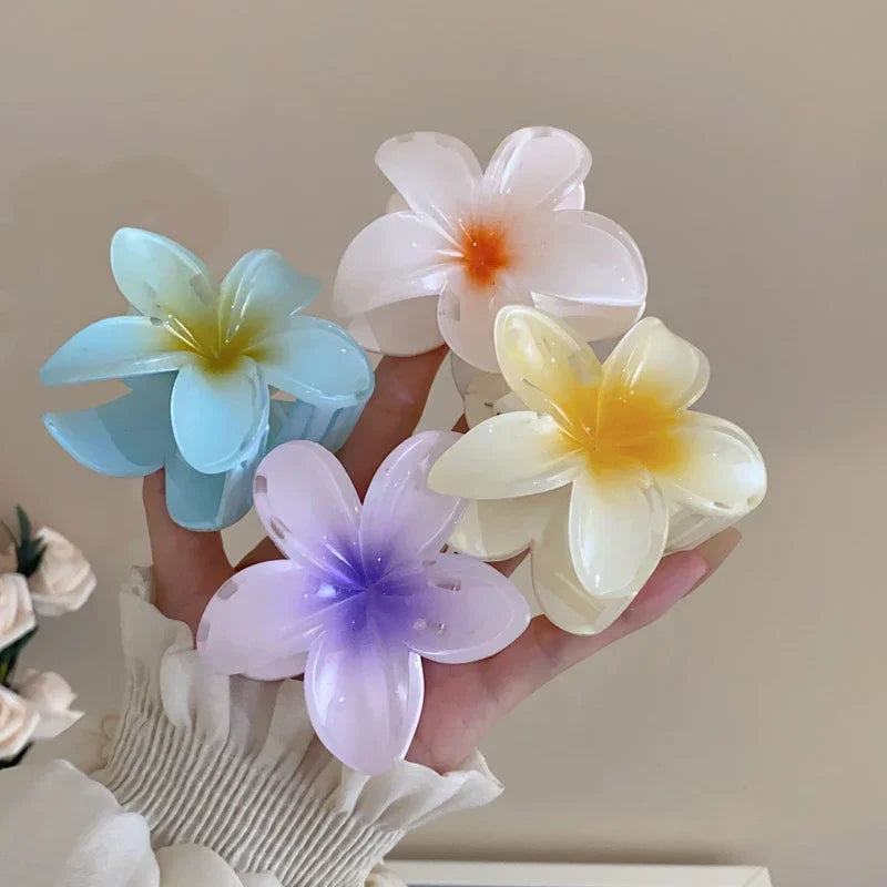 Bohemian Vacation Style Lily Flower Hair Claw Sweet Hair Clip for Women Floral Hair Claws Fashion Girl Hair Accessories Gift