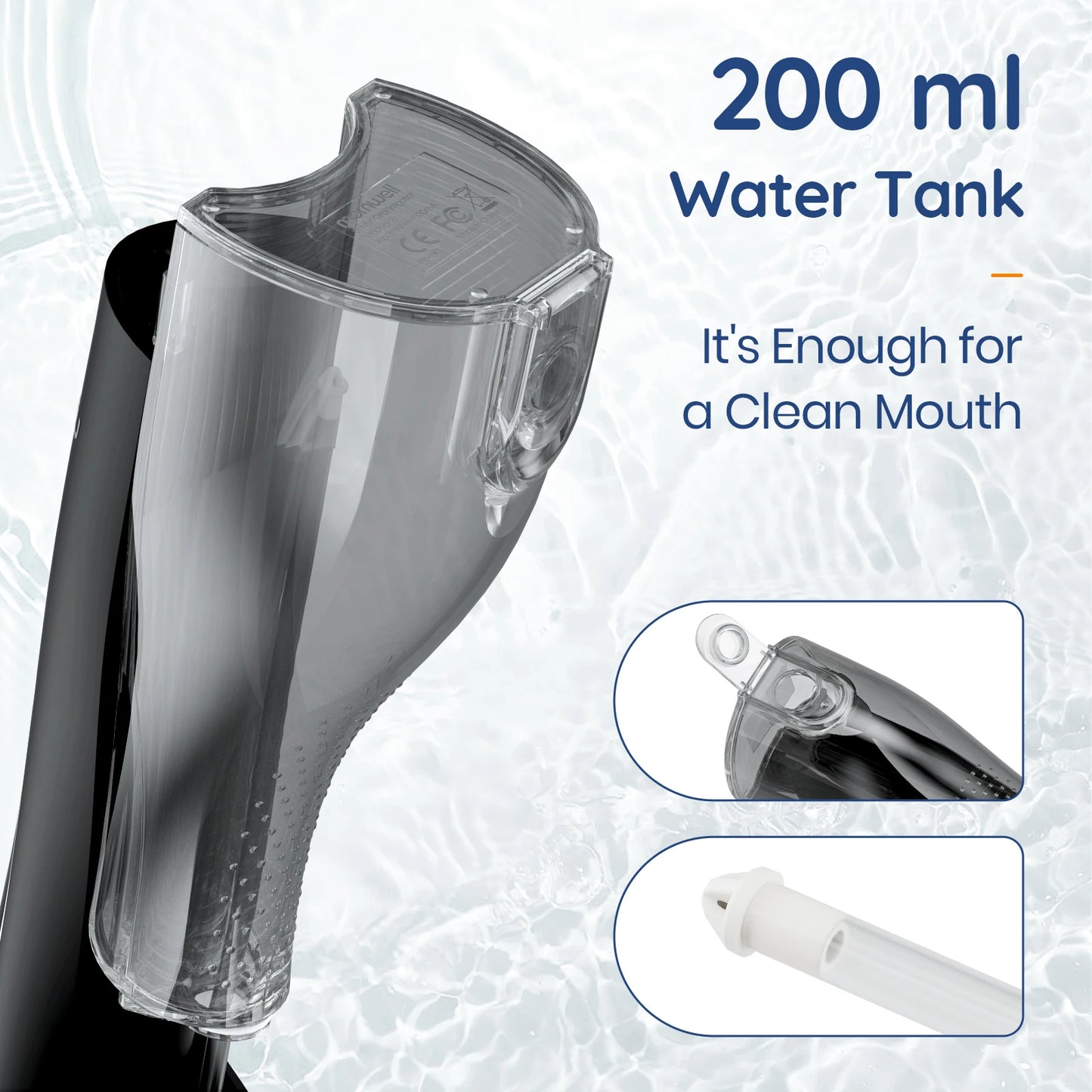 Portable Oral Irrigator F18 Water Flosser USB Rechargeable 4 Nozzles Dental Water Jet 200ml Water Tank Waterproof