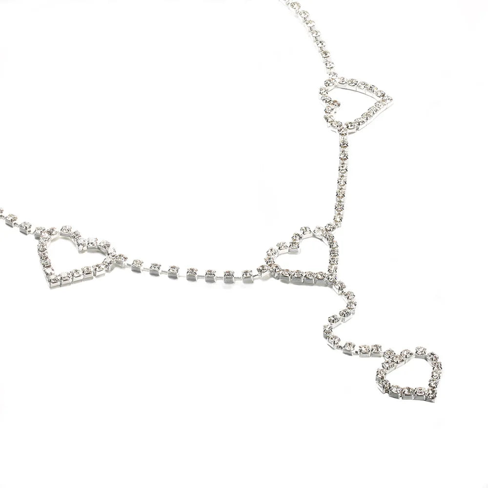 Body Chains Belt - Featuring Crystal Waist Chains with Heart Pendants