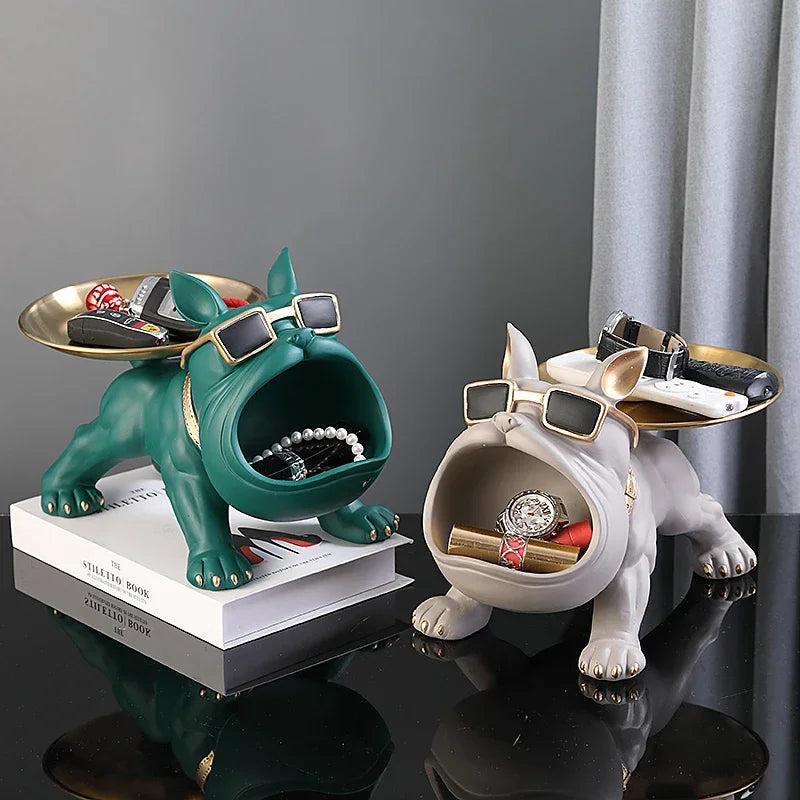 Home Decor Bulldog Figurine - Dog Statue Storage Box, Animal Ornament, Resin Craft Art Sculpture for Puppy Lovers