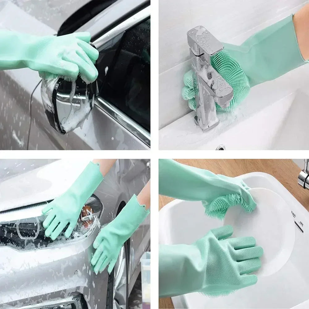 Pet Grooming Cleaning Gloves Dog Cat Bathing Shampoo Glove Scrubber Magic Dishwashing CleannerSponge Silicon Hair Removal Glove