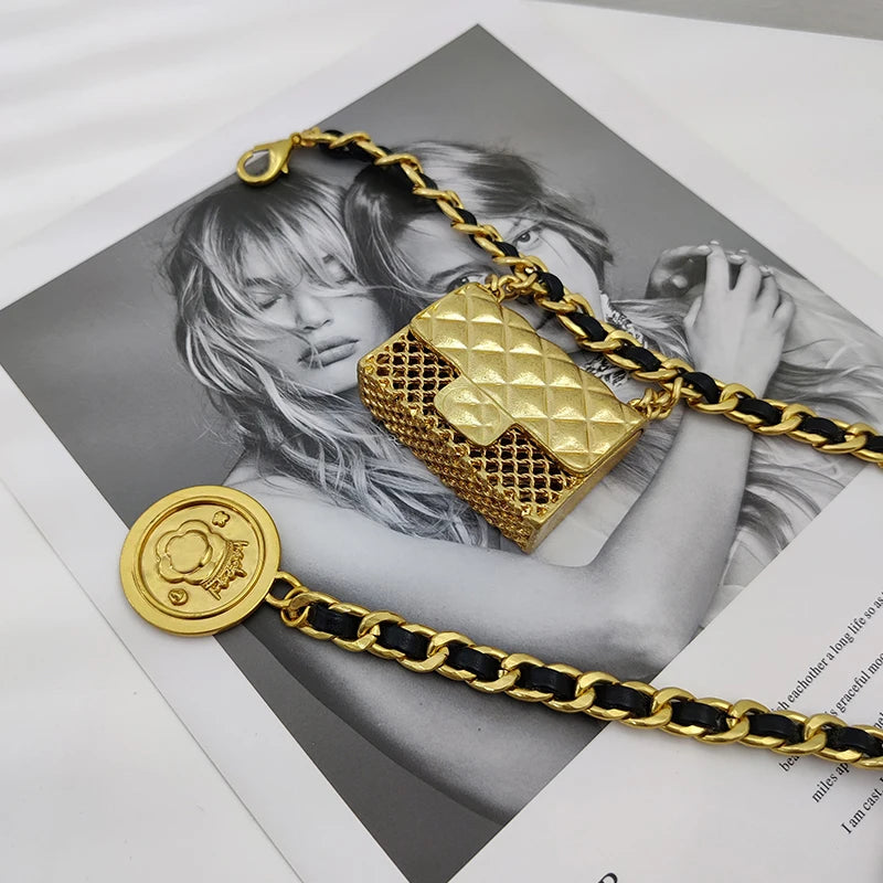 Fashion Gold Chain Bag Belt - Punk Metal