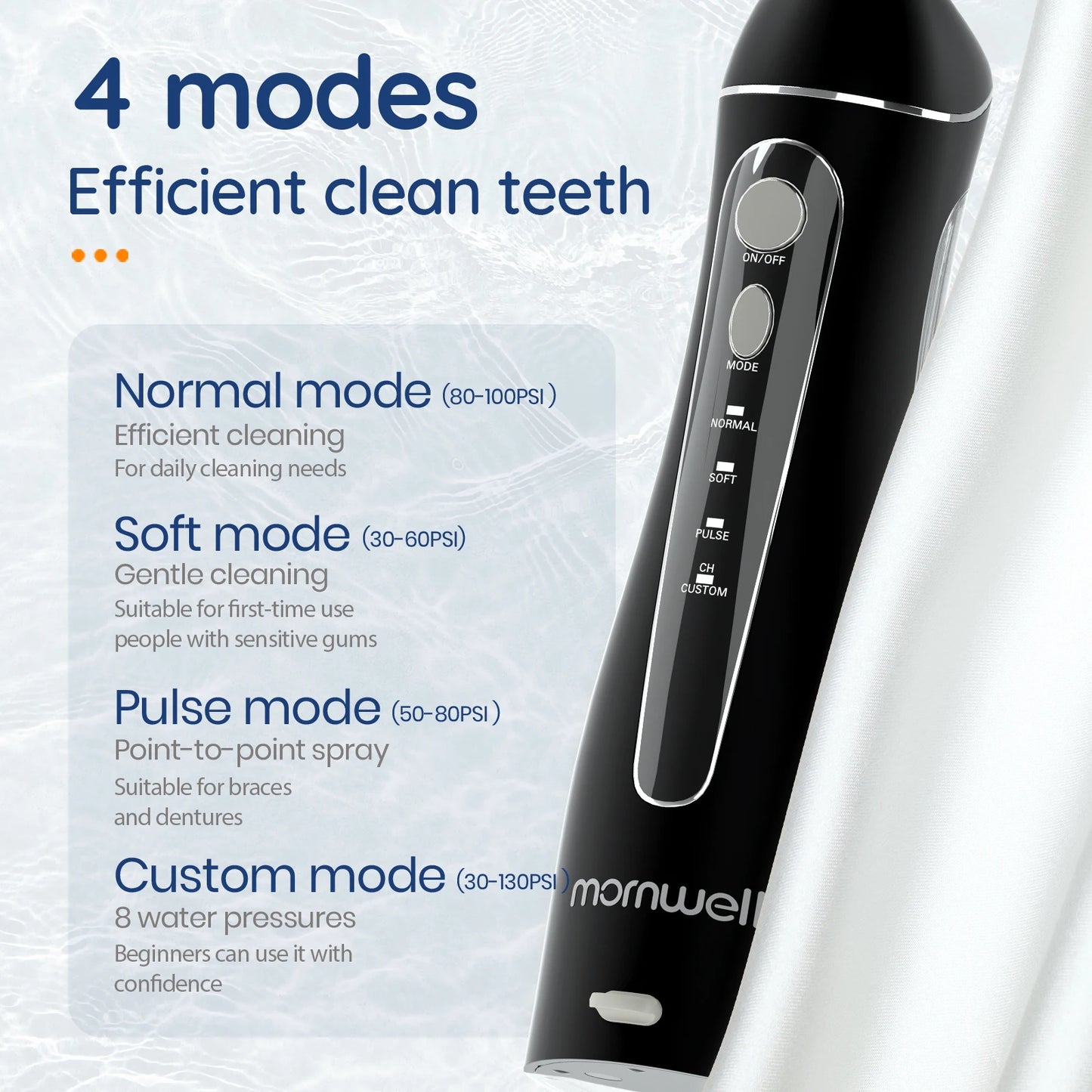 Portable Oral Irrigator F18 Water Flosser USB Rechargeable 4 Nozzles Dental Water Jet 200ml Water Tank Waterproof