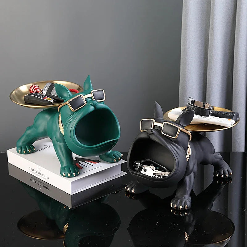 Home Decor Bulldog Figurine - Dog Statue Storage Box, Animal Ornament, Resin Craft Art Sculpture for Puppy Lovers