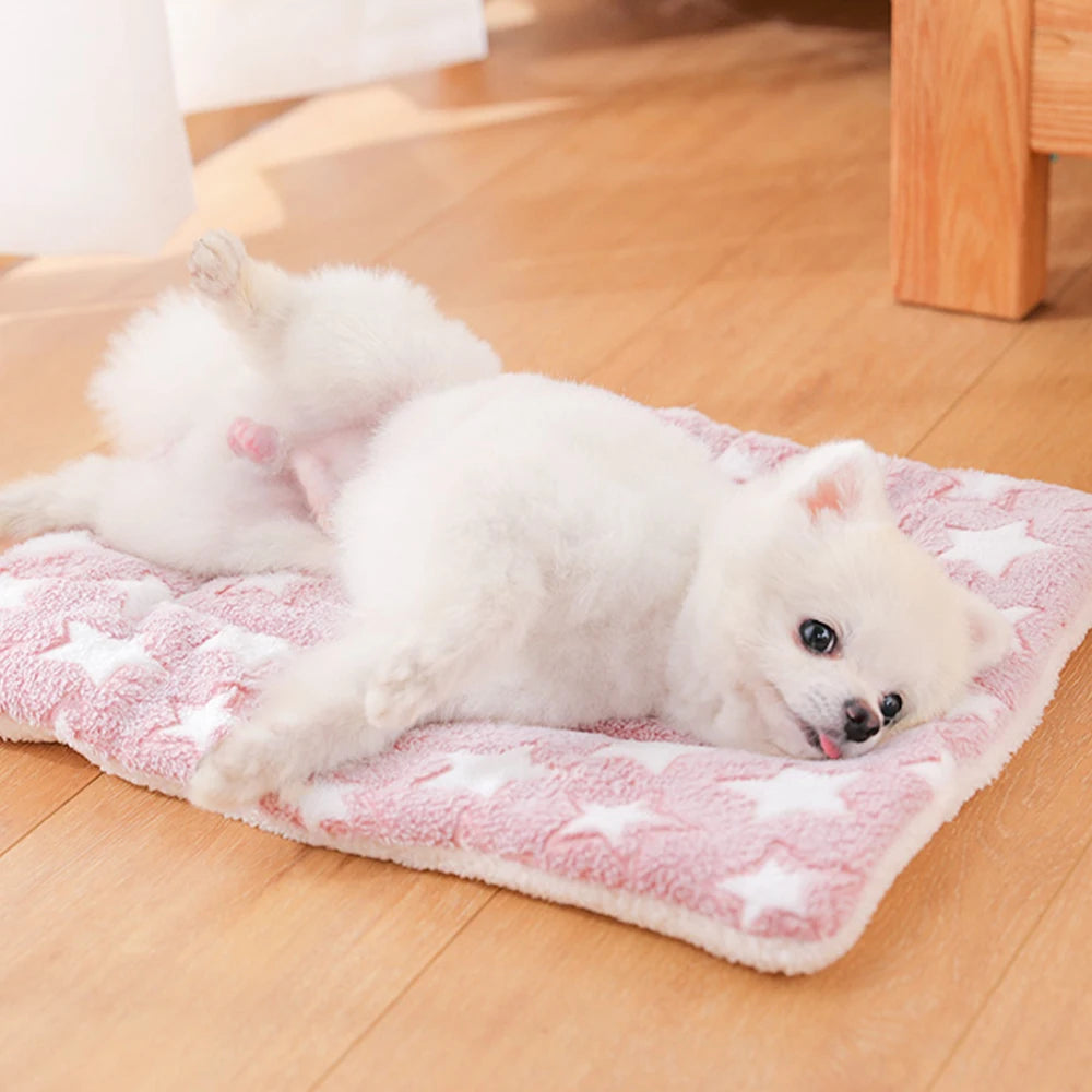 Washable Dogs Bed Flannel Thickened Blanket Cushion for Medium/Large Basket Small Mat Warm Sofa Kennel