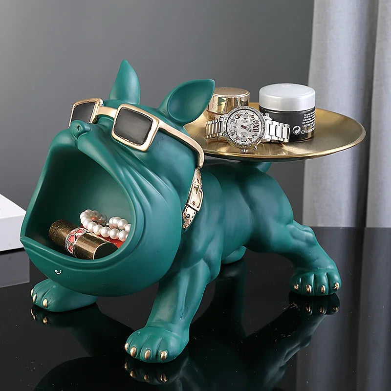 Home Decor Bulldog Figurine - Dog Statue Storage Box, Animal Ornament, Resin Craft Art Sculpture for Puppy Lovers