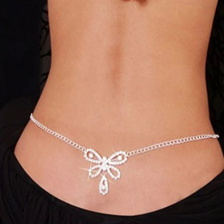 Body Chains Belt - Featuring Crystal Waist Chains with Heart Pendants