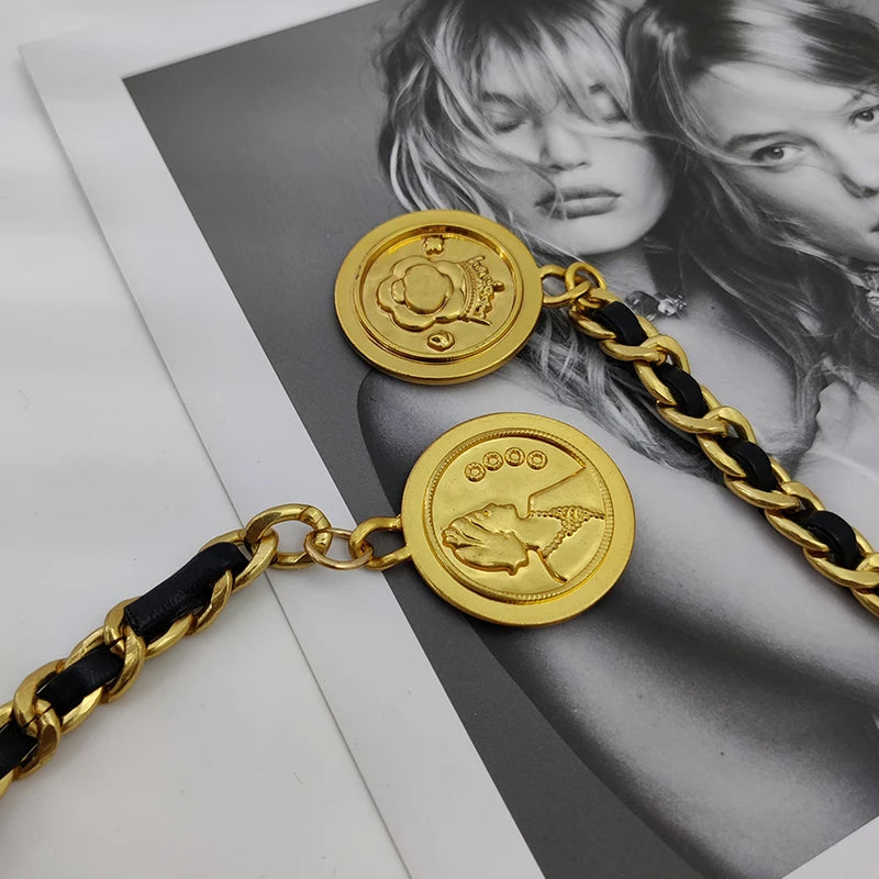 Fashion Gold Chain Bag Belt - Punk Metal