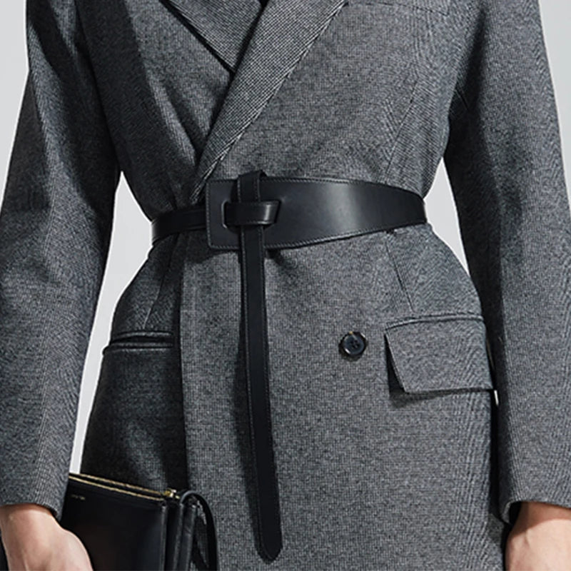 High-Quality Women Designer Belts - Knot Leather Long Cummerbunds