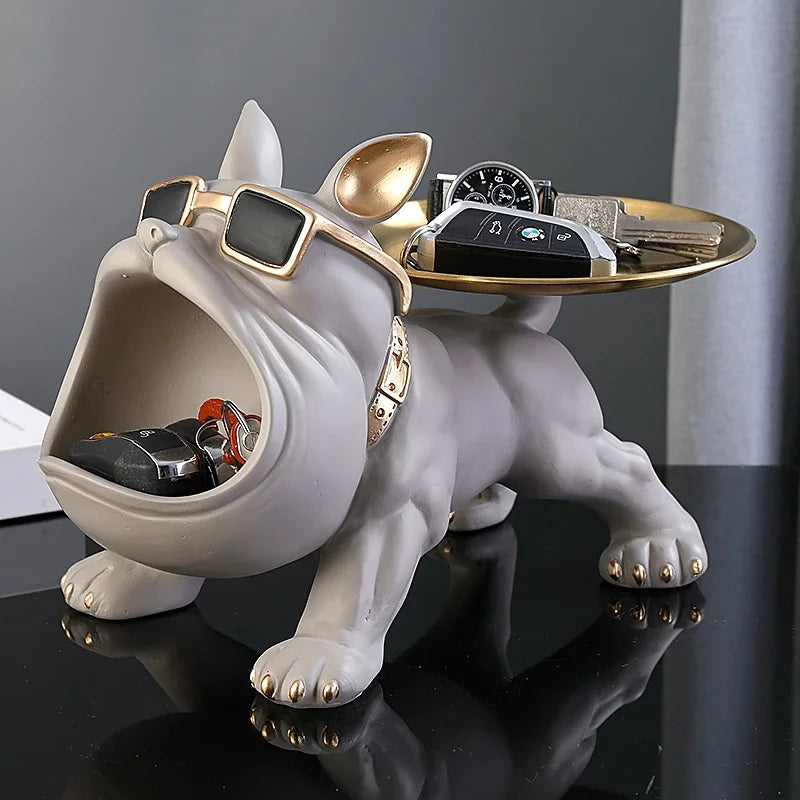 Home Decor Bulldog Figurine - Dog Statue Storage Box, Animal Ornament, Resin Craft Art Sculpture for Puppy Lovers