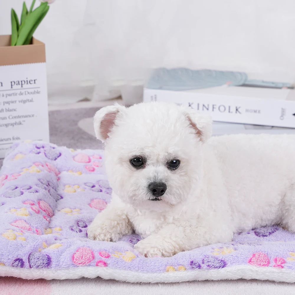 Washable Dogs Bed Flannel Thickened Blanket Cushion for Medium/Large Basket Small Mat Warm Sofa Kennel