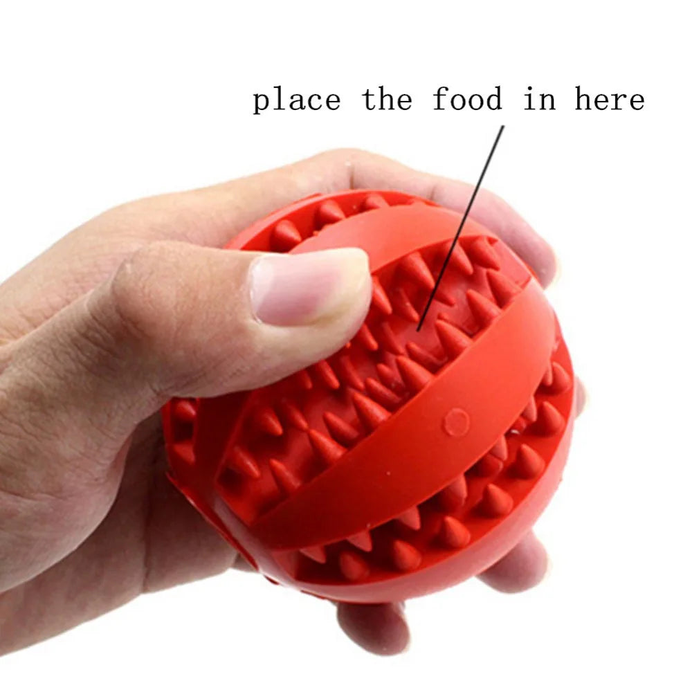 Dog Food Treat Feeder Funny Pet Interactive Rubber Ball Chew Toy For Tooth Cleaning