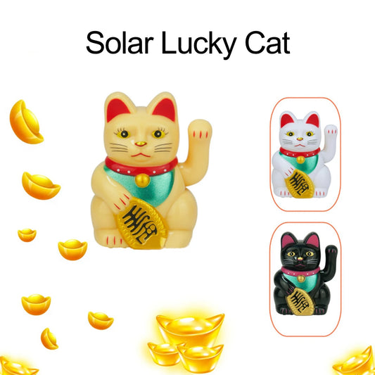 Solar-Powered Lucky Cat —  A beckoning Fortune Cat That Automatically Waves