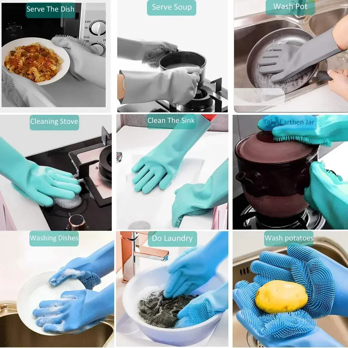 Pet Grooming Cleaning Gloves Dog Cat Bathing Shampoo Glove Scrubber Magic Dishwashing CleannerSponge Silicon Hair Removal Glove