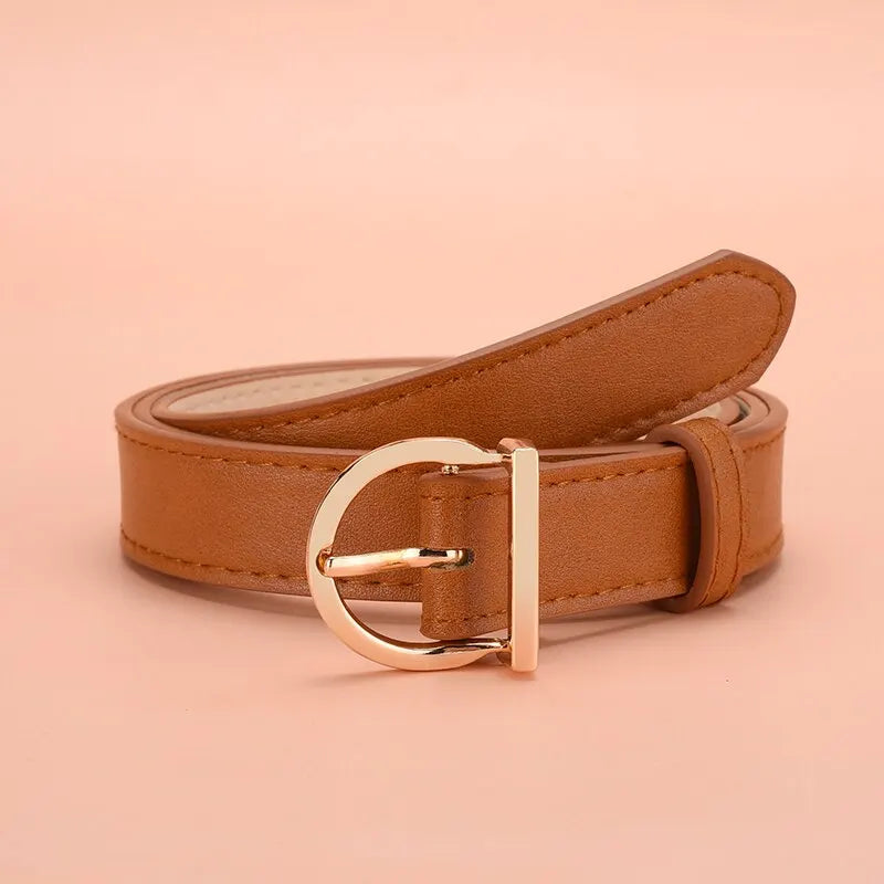 Women's Fashion Pin Buckle Thin Belt - Genuine luxury soft PU leather