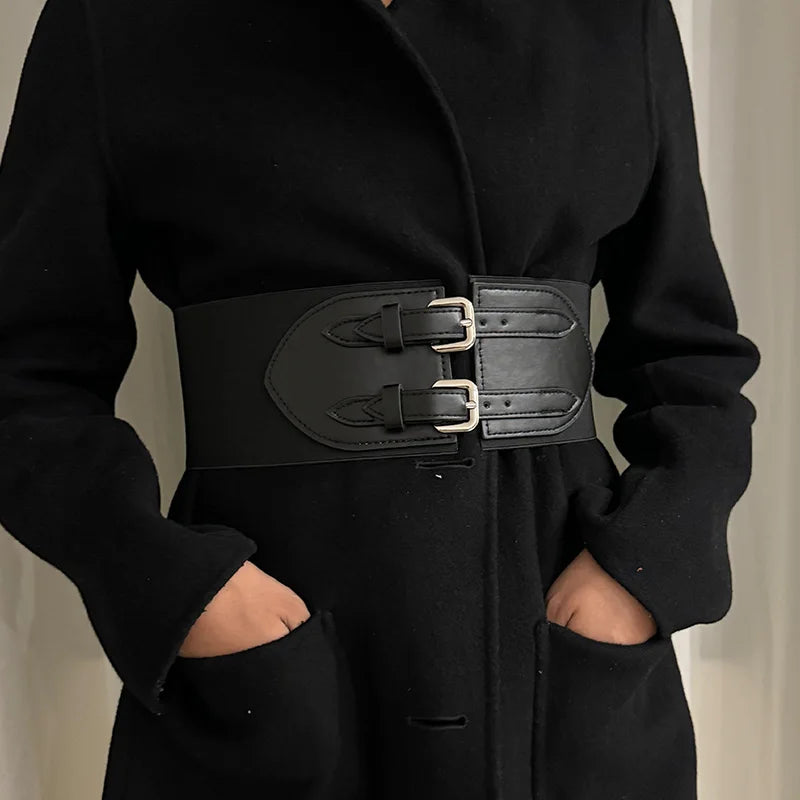 Wide Elastic Black Corset Belt for Women - High-end luxury design