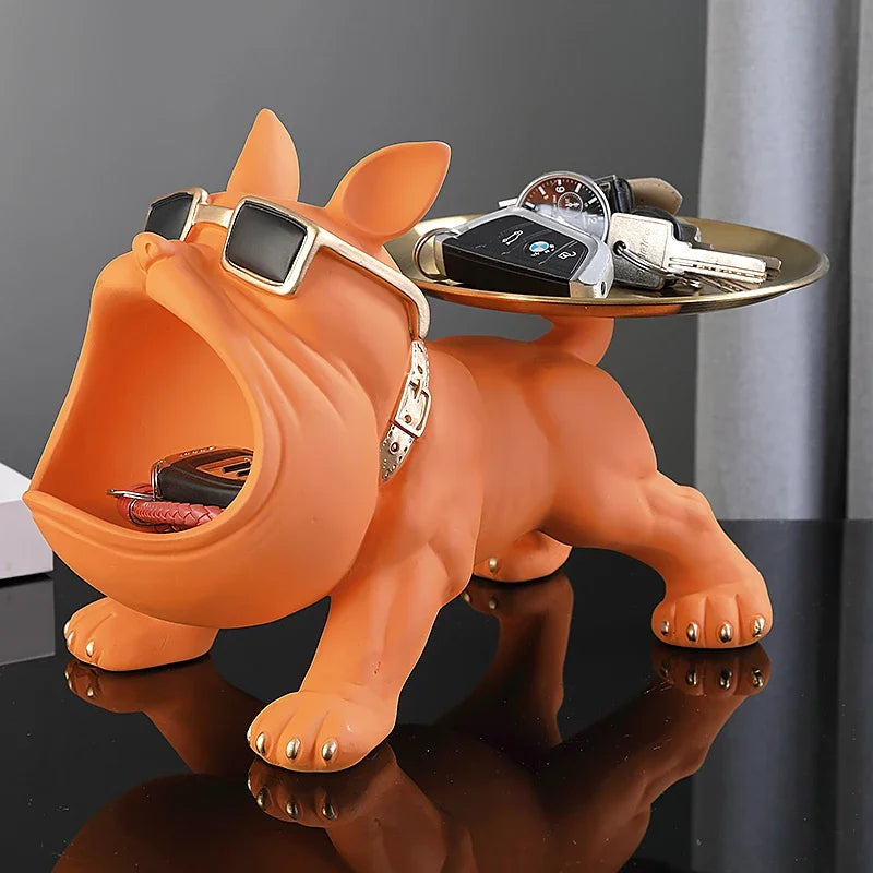 Home Decor Bulldog Figurine - Dog Statue Storage Box, Animal Ornament, Resin Craft Art Sculpture for Puppy Lovers