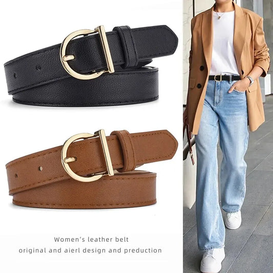 Women's Fashion Pin Buckle Thin Belt - Genuine luxury soft PU leather