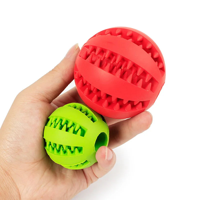 Dog Food Treat Feeder Funny Pet Interactive Rubber Ball Chew Toy For Tooth Cleaning