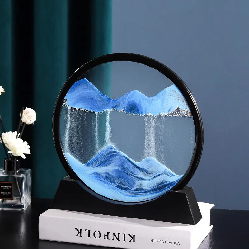 3D Moving Sand Art Picture — A Round Glass Deep Sea Sandscape Hourglass