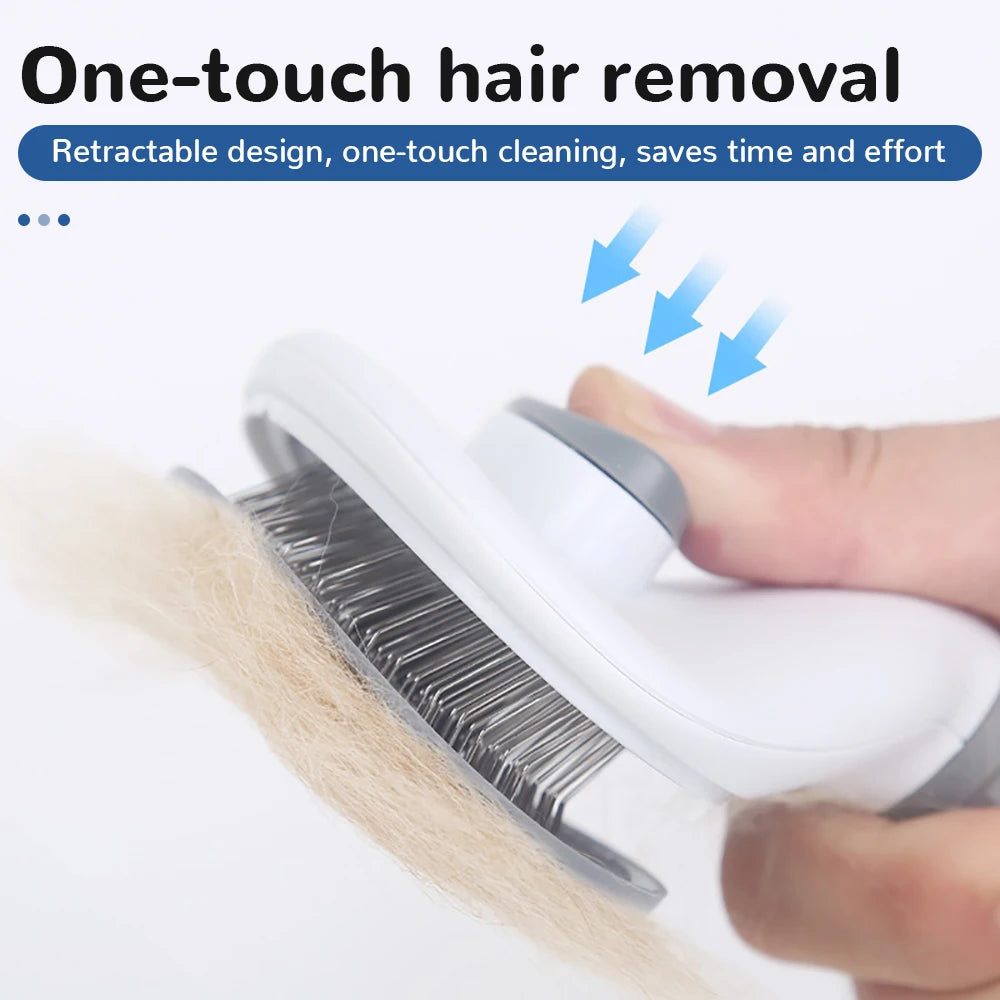 Stainless Steel Automatic Pet Hair Removal Brush For Cats/Dogs Cleaning Grooming