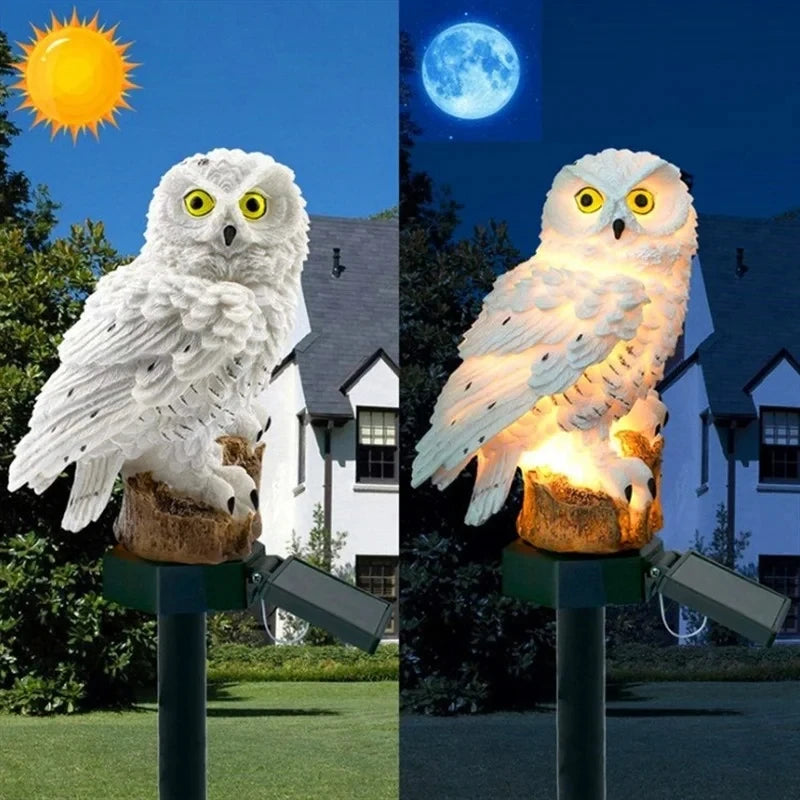 Solar Powered Owl Garden Light — waterproof LED lamp is perfect for outdoor decor