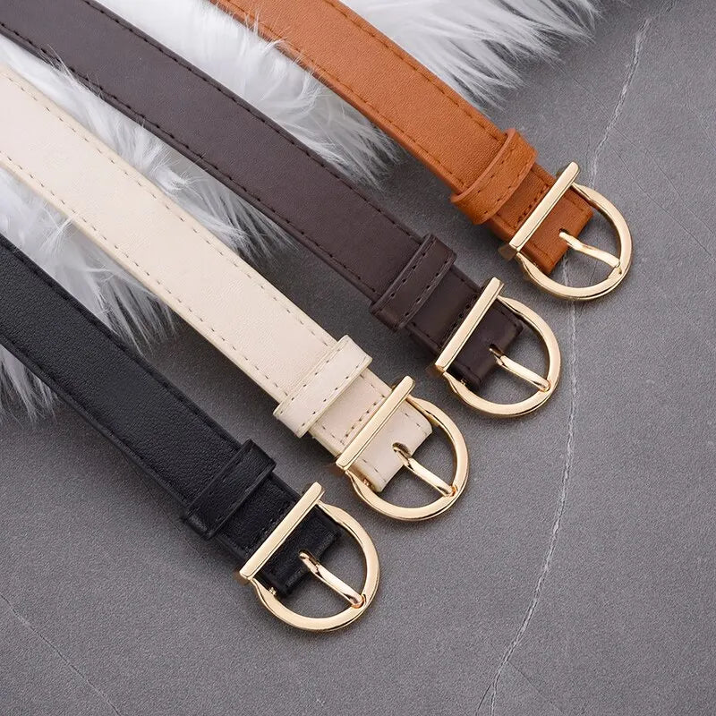 Women's Fashion Pin Buckle Thin Belt - Genuine luxury soft PU leather