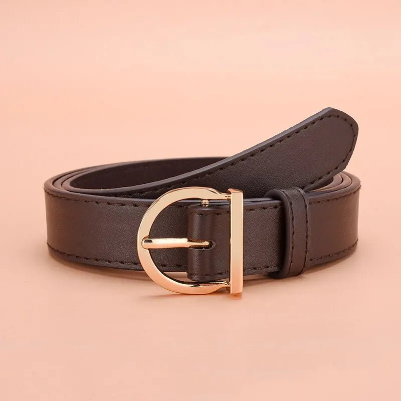 Women's Fashion Pin Buckle Thin Belt - Genuine luxury soft PU leather