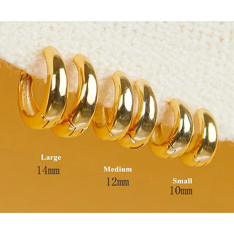 3 Pairs Chunky Gold Color Hoop Earrings Set for Women Girls 2024 Trend Jewelry Stackable Piercing Dainty Twist Cuff Earring