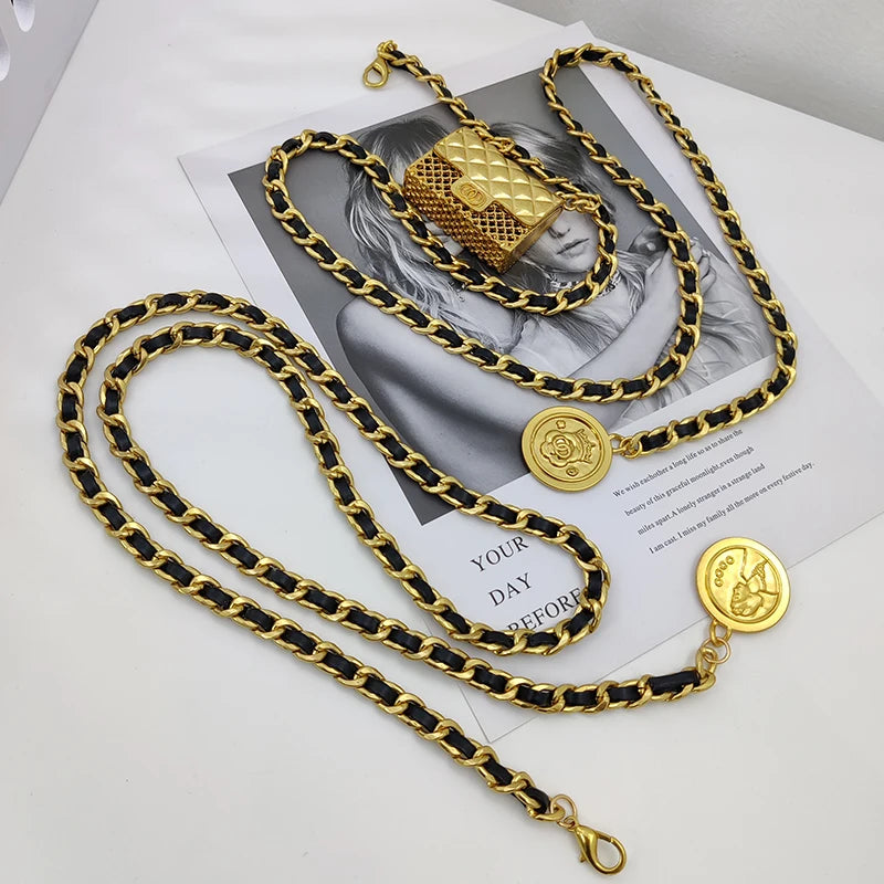Fashion Gold Chain Bag Belt - Punk Metal