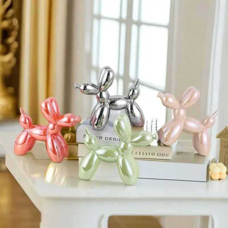 11cm Mini Ceramic Balloon Dog - An abstract sculpture perfect for study room statues, home or office accessories, and festival decorations