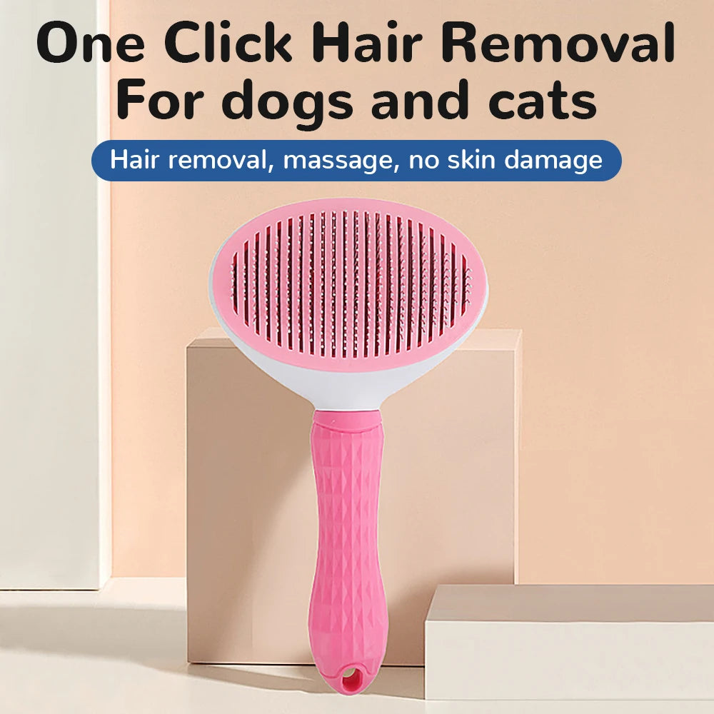 Stainless Steel Automatic Pet Hair Removal Brush For Cats/Dogs Cleaning Grooming