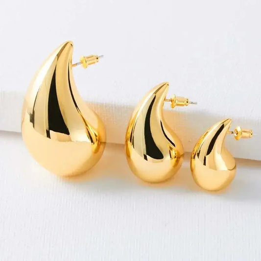 Trendy Gold Plated Color Chunky Waterdrop Dupes Earrings for Women