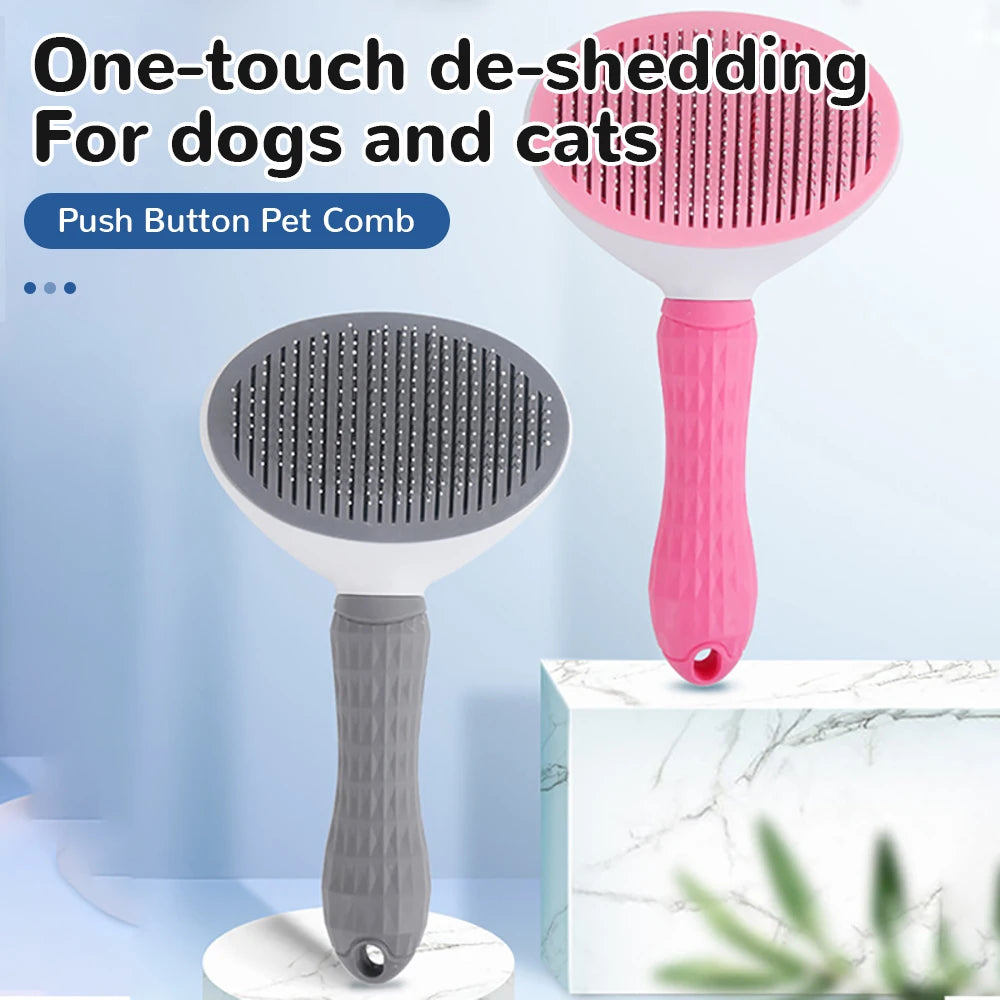 Stainless Steel Automatic Pet Hair Removal Brush For Cats/Dogs Cleaning Grooming