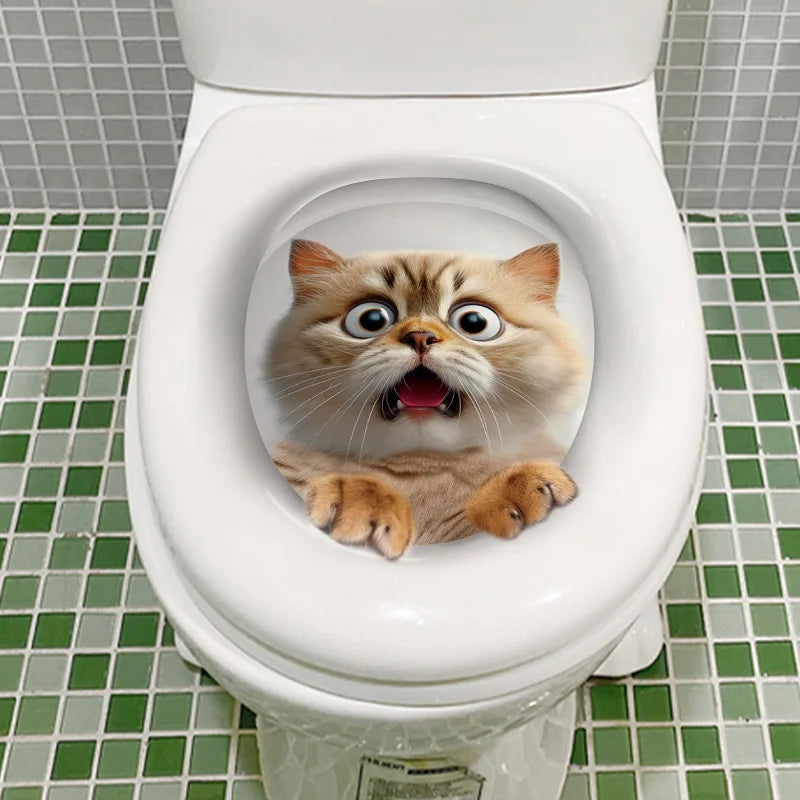 1pc Scary Cat Toilet Sticker - Unique Home Decoration Decal for a Fun Atmosphere