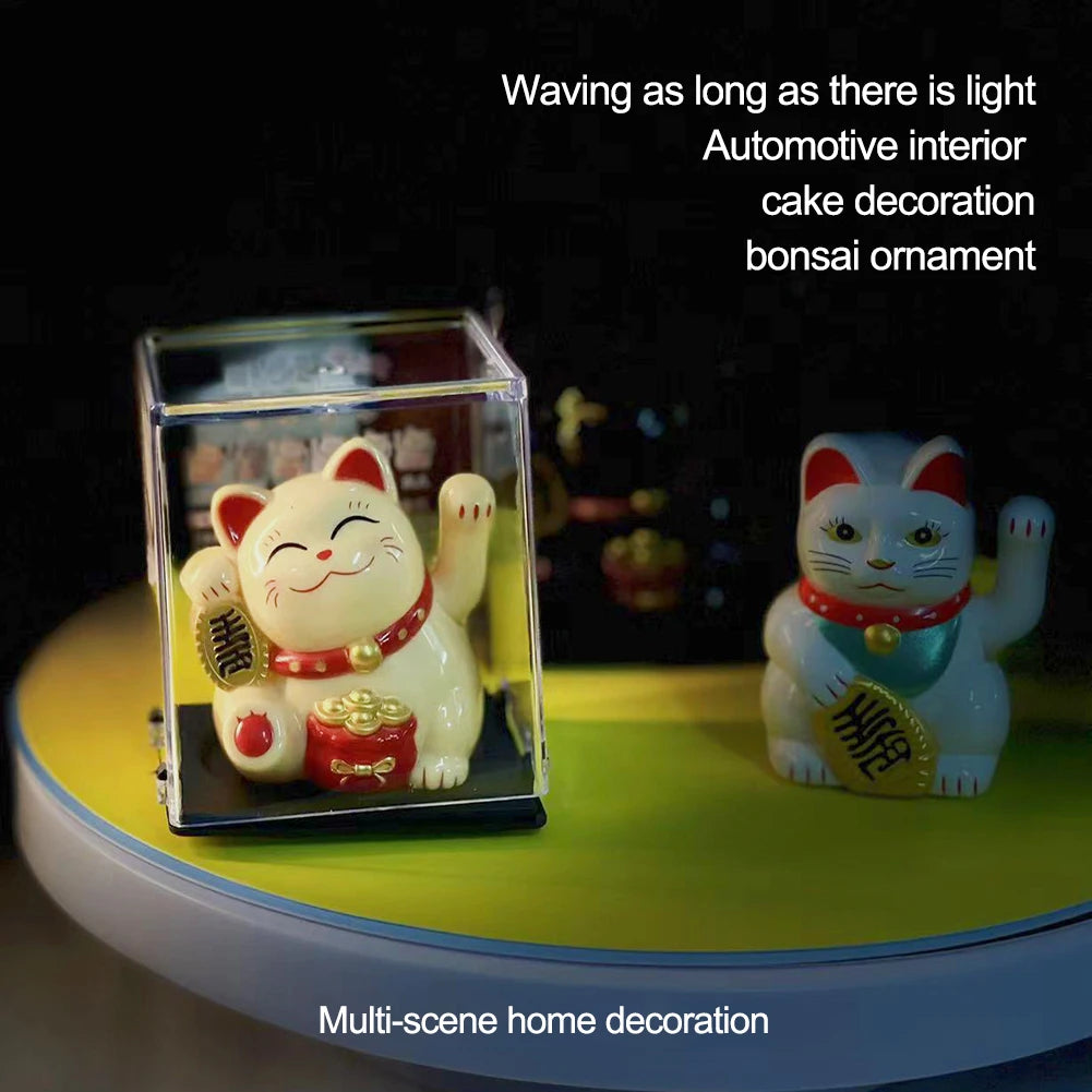 Solar-Powered Lucky Cat —  A beckoning Fortune Cat That Automatically Waves