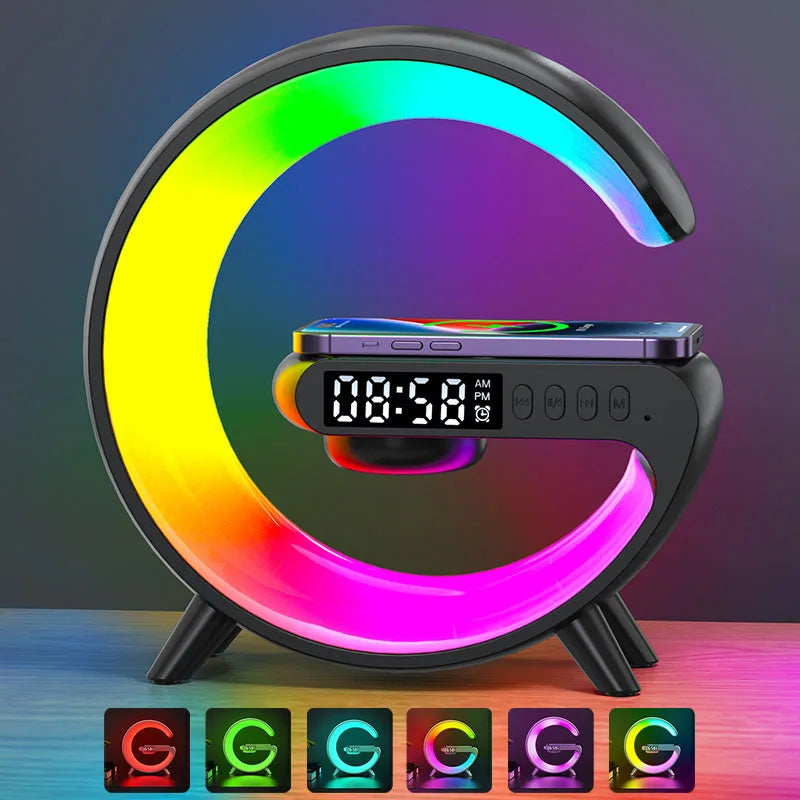 LED Smart Wake Up Light — Featuring RGB Night Lighting And A wireless Speaker 15W Rechargeable Desk Lamp