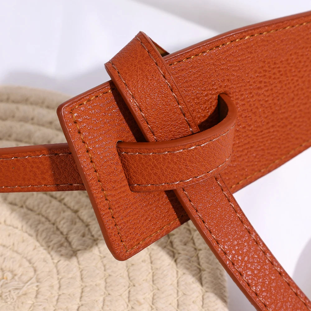 High-Quality Women Designer Belts - Knot Leather Long Cummerbunds