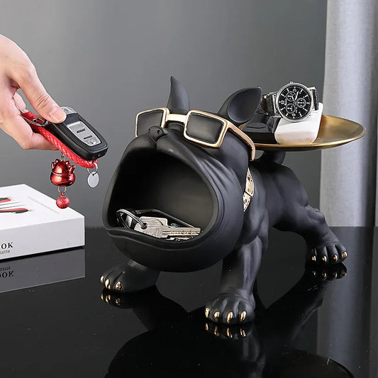 Home Decor Bulldog Figurine - Dog Statue Storage Box, Animal Ornament, Resin Craft Art Sculpture for Puppy Lovers