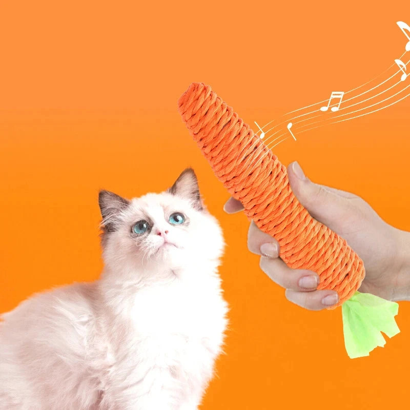 Fabric Carrot Pet Toy Bite Resistant Paper Rope for Teeth Cleaning