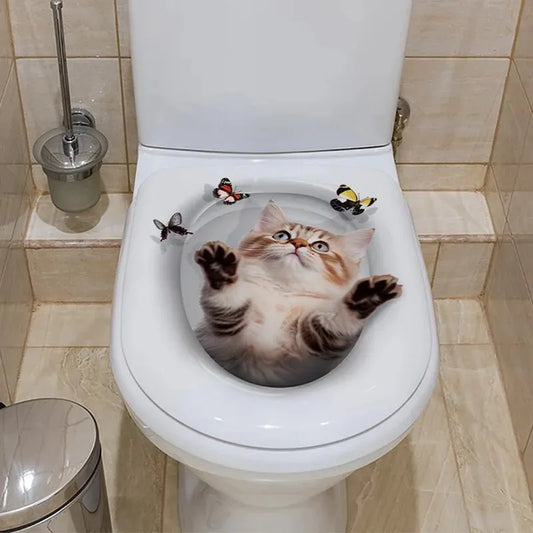 1pc Scary Cat Toilet Sticker - Unique Home Decoration Decal for a Fun Atmosphere