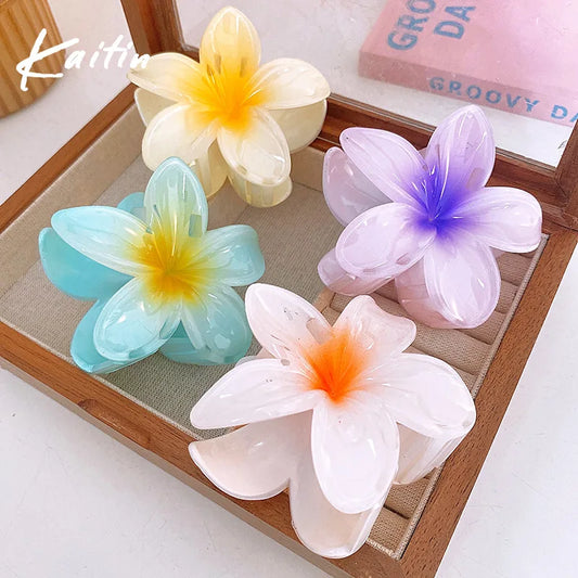 Bohemian Vacation Style Lily Flower Hair Claw Sweet Hair Clip for Women Floral Hair Claws Fashion Girl Hair Accessories Gift