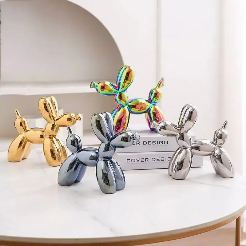 11cm Mini Ceramic Balloon Dog - An abstract sculpture perfect for study room statues, home or office accessories, and festival decorations