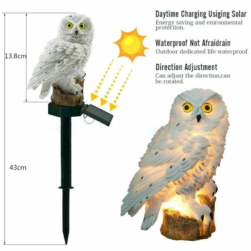 Solar Powered Owl Garden Light — waterproof LED lamp is perfect for outdoor decor