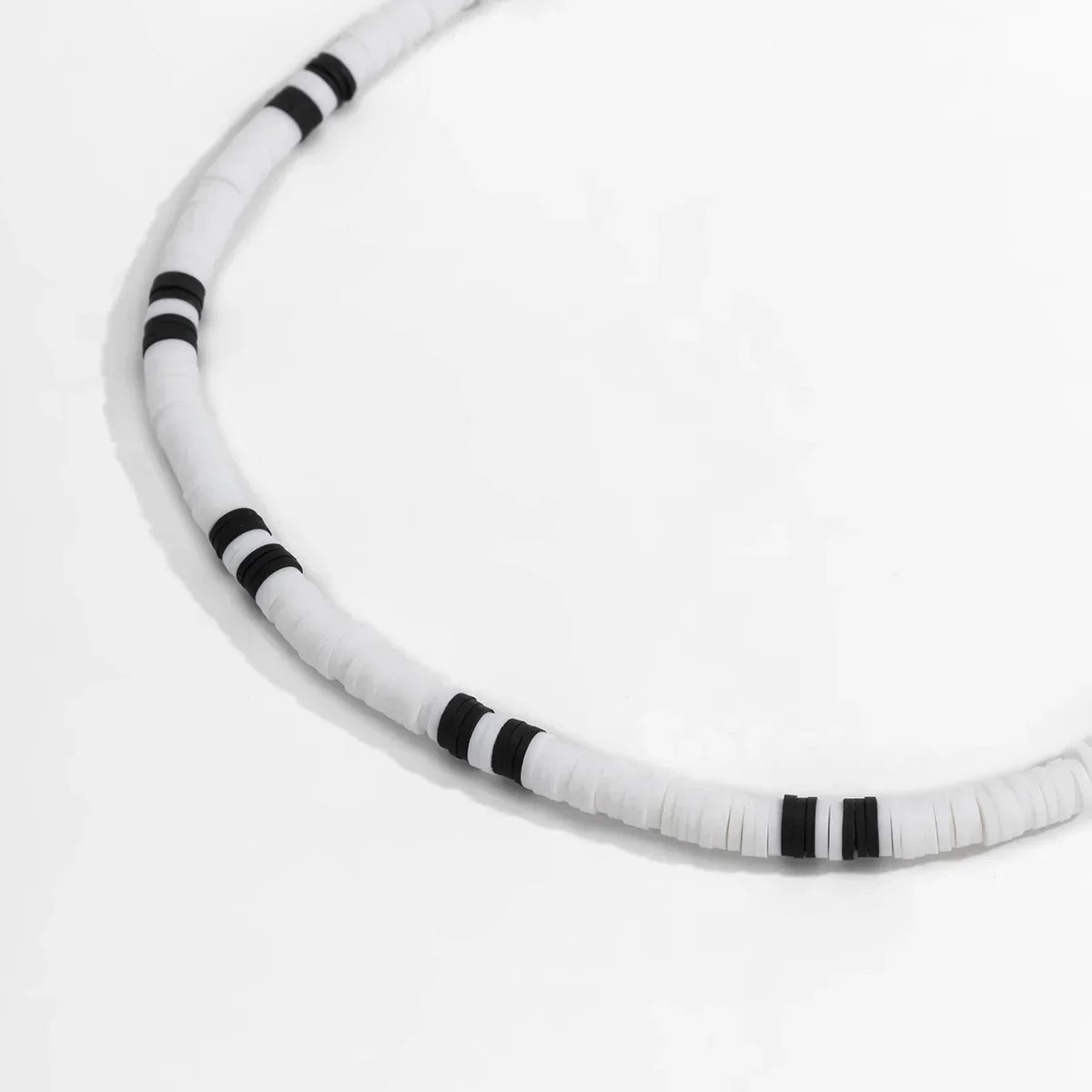 Trendy European Bohemian Necklace - Features White and Black Soft Polymer Beads